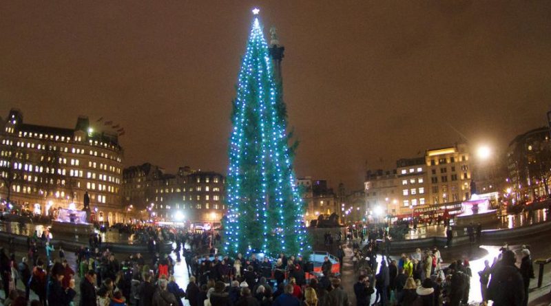 Natale a Londra albero a Trafalgar Square
