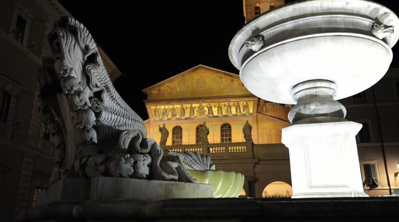 Basilica di Santa Maria in Trastevere Roma nuova illuminazione