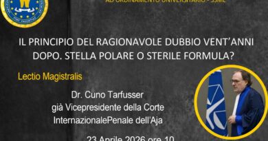 Lectio Magistralis di Cuno Jakob Tarfusser: il “ragionevole dubbio” vent’anni dopo tra garanzie, errori giudiziari e attualità del caso Erba